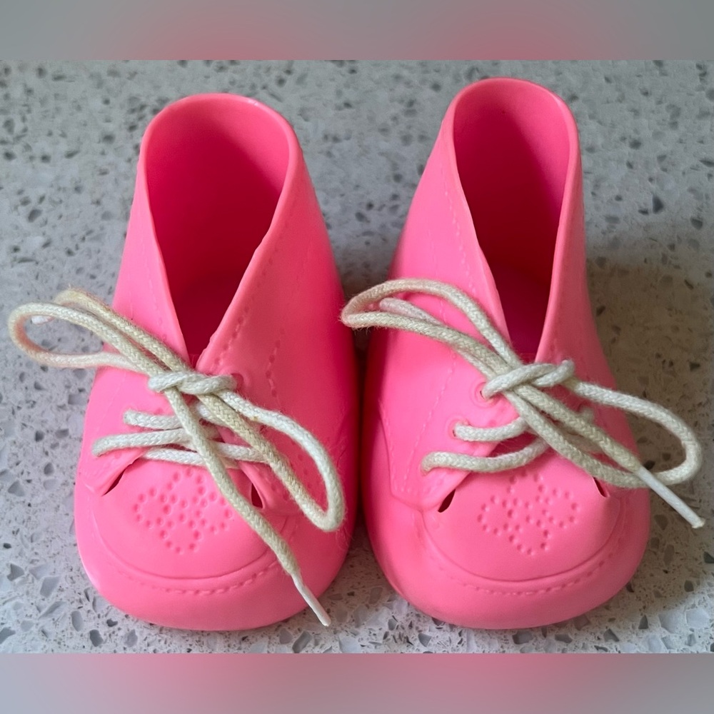 Vintage Cabbage Patch Doll Pink Shoes with Tie Laces
